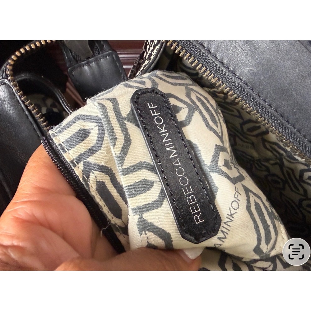 Rebecca Minkoff Black Leather MAB Tote Bag Snakeskin Calf Hair Gusset Satchel - Picture 9 of 10